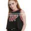 2017 latest sexy black custom 100% cotton short sleeveless crop tops wholesale women