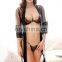 Transparent Two pieces black sleeping robe for women