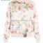 Pink Floral Print Women Bomber Jacket