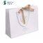 Luxury Ribbon Handle Boutique Shopping Packaging Euro Tote White Cardboard Paper Gift Bags