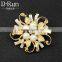 wholsale fashion silver gold crystal rhinestone diamond pearl flower brooch korea