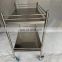 factory price 2-tier stainless steel instrument trolley clinic surgical trolley for hospital use