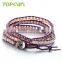 Topearl Jewelry Potato White Freshwater Pearl and Faced Amethyst Bracelet Woven Leather Wrap Bracelets for Best Friends CLL166