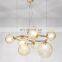 Unique Luxury Modern Style LED Pendant Light Glass Smoky Balls Ceiling Hanging Light Gold Indoor Decoration Chandelier