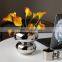 Modern Creative Luxury Doughnut Shaped Ceramic Silver Plated Mirror Hydroponic Art Ceramic Silver Vase For Home Decoration