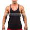 Black Low cut Tank top for men cotton spandex jersey tanks wholesale gym stringer vest