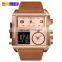 Thailand hot selling big dial men leather wristwatch brand Skmei 1391 custom logo fashion 3 time chronograph digital watch