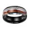 2022 New Fashion Man Stainless Steel Rings Inlay Wood Meteorite Arrow Party Ring Wedding Band For Men Jewelry