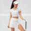 Wholesale Custom Logo Sports Tennins Two Piece Tracksuit Women Golf Gym Fitness Stand Collar Crop Top And Shorts Skirt Suit Set