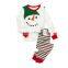 santa Christmas girls red/white pajamas set,100%cotton children boutique clothing sets,wholesale kids snowman outfits,kids wear