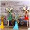 4 Colors Retro Hand Painting Resin Antique Fan for Home Decor