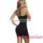 2016 fashion Studded Mesh Insert Black Bodycon micro mini dress