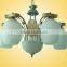 Modern metal wooden milk white glass shade chandelier