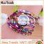 Fashion lady watch Korea colorful rhinestone leather wrist watch