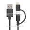 MFi certified 8 pin and micro 2 in 1 dual style cord