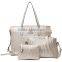 High quality pvc material woven black leather set handbag murah