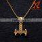 Hot Stunning Men's Viking Thor's Hammer Mjolnir Skull Head 316L Stainless Steel Gold Pendant                        
                                                Quality Choice