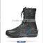 Full black cowhide full grain leather Tactical Boots with Zipper