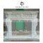 Interior fireplace mantel design with people sculpture