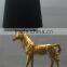 modern poly art decorative table lamp with yellow lampstand and round shade for home decor