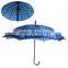 Double Layer Straight Umbrella With Crooked Wooden Handle in Different Colors XD-SU031