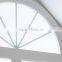 aluminum side hung casement window with half round spoked pediment
