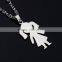 Women Men stainless steel smooth litter girl pendant necklace