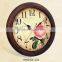 Beautiful white basket roses design round shabby chic wooden wall clock
