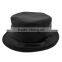 short brim designer wholesale black leather blank bucket hat