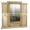 Bisini Luxurious Solid Wood Hand Carved Golden And Beige Complete Bedroom Set/European Classic Bedroom Furniture(MOQ=1 SET)