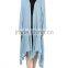 3/4 Sleeve Plaid Asymmetric Hem Cardigans Women's New Loose Thin Garb Drap Open Front Cardigan