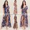 2017 New Autumn Fashion Long Romper For Women 2 Pieces Playsuits Dress Plus Size Floral Maxi Romper