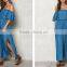 Blue Chambray Off Shoulder Bell Sleeve Maxi Denim Jeans Dress Ladies Western Dress Designs HSd5281