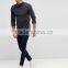 Custom Long Sleeve Button Placket Split Hem Dark Grey Contrast Men's 100% Cotton Jersey Pre Shrink Slim Fit Casual Polo Shirt