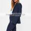 MGOO 2017 New Style Flare Long Sleeves Tops One Button Women Fashion Suits Navy pLain Crepe One Buttons Jackets