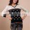 autumn winter ladies fashion v neck wave point woolen women sweater 2014