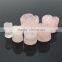 Rose Quartz Flower Shape Stone Plugs Rose Quartz Stone Expander Tunnel