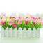 Lovely Decorative Artificial Silk Restaurant Table Daisy Flower With Fence Set