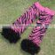 Knitted denim print kids socks colorful lace ruffle baby leg warmers wholesale