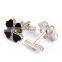 Lucky Four Leaf Clovers Black Silver Shirt Cufflinks