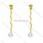 Top quality elegant women's gold plated bead earrings with pearl stainless steel earrings
