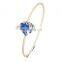 2018 New Design Silver / Rose Gold / Gold Copper Blue Enamel unicorn bracelet bangle