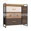 Steel frame vertical dresser fabric bins organizer drawer clothing storage cabinet tower with drawer