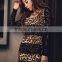 2015Women's Fashion Leopard Print Lace DressTight Black Mini Dress