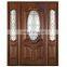 American exterior house carved solid wooden and glass entry doors with side lite