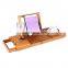Expandable Bamboo Bathtub Caddy Tray Bath Tub Tray for Bath with iPad Book and Wine Glass Holder
