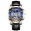 BIDEN 0191 Luxury Men Moon Phase Watches Fashionable Analog Display Automatic Mechanical Week Showed Watch