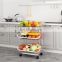 Stackable 3 Tier Sturdy Portable Mesh Removable Metal Wire Kitchen Organizer Fruit Vegetable Storage Basket Cart with Wheels