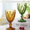 European Style Amber Vintage Embossed Goblet Glass Cheap Engraved Glass Cups