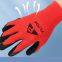 13 gauge red nylon polyester liner coated black wrinkle latex safety construction working hand gloves